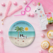 Schwarz-weiß Papillon Dog Tropical Summer Beach Pappteller (Party)