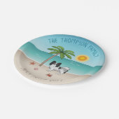 Schwarz-weiß Papillon Dog Tropical Summer Beach Pappteller (Schrägansicht)