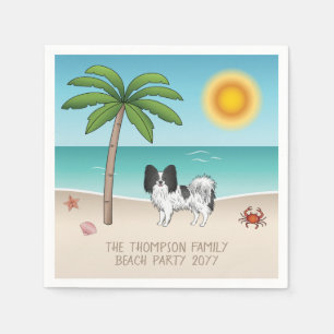 Schwarz-weiß Papillon Dog Tropical Summer Beach Serviette