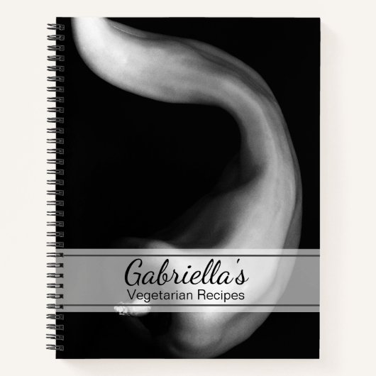Schwarz-Weiß Paprika vegetarisches Rezept Notizblock (Vorderseite)