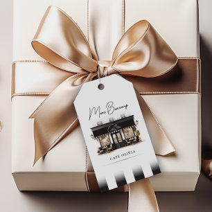 Schwarz & Weiß Paris Café Geburtstagsgeschenk Geschenkanhänger
