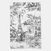 Schwarz-Weiß-Paris-Eiffel-Toile Geschirrtuch (Vertikal)