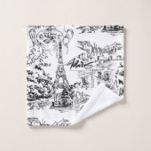 Schwarz-Weiß-Paris-Eiffelturm-Badetuch-Set Badhandtuch Set (Waschlappen)