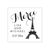 Schwarz-Weiß-Paris-Eiffelturm Wedding Merci Gummistempel (Prägung)