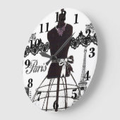 Schwarz-weiß Paris Fashion Mannequin Große Wanduhr (Winkel)