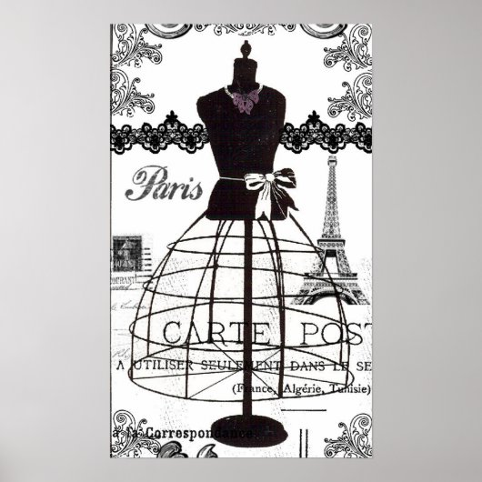 Schwarz-weiß Paris Fashion Mannequin Poster (Vorne)