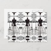 Schwarz-weiß Paris Fashion Mannequin Postkarte (Vorne/Hinten)