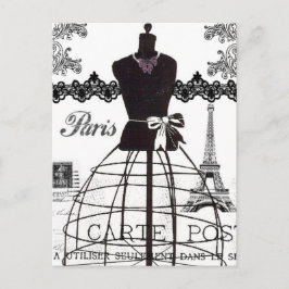 Schwarz-weiß Paris Fashion Mannequin Postkarte