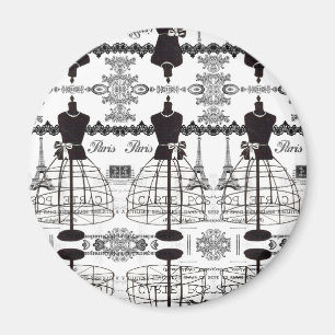 Schwarz-weiß Paris Mode Schaufensterpuppe Magnet