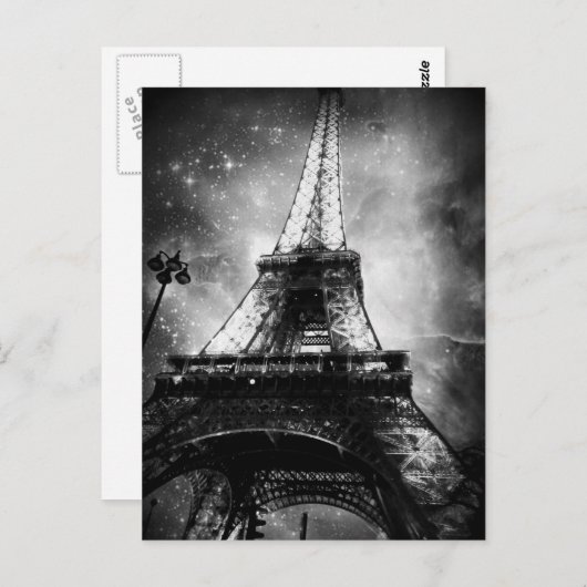 Schwarz-Weiß-Paris-Postkarte, der Eiffelturm Postkarte (Vorne/Hinten)