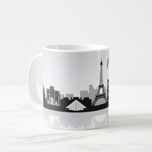 Schwarz-Weiß-Paris-Skyline Kaffeetasse (Vorderseite Links)