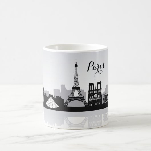 Schwarz-Weiß-Paris-Skyline Kaffeetasse (Mittel)