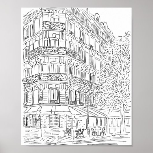 Schwarz-Weiß-Pariser Ecke Poster (Vorne)