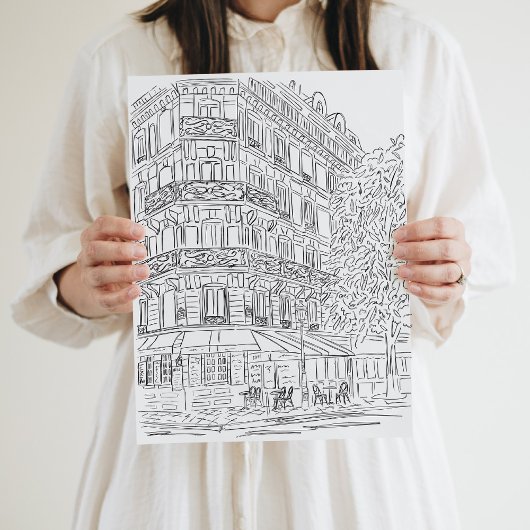 Schwarz-Weiß-Pariser Ecke Poster