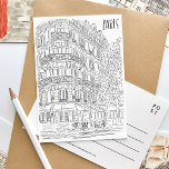 Schwarz-Weiß-Pariser Ecke Postkarte<br><div class="desc">Eine hübsch illustrierte,  schwarz-weiße Postkarte mit einer landschaftlichen Ecke von Paris,  Frankreich.</div>