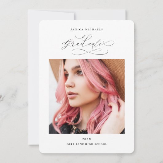 Schwarz-Weiß-Partei mit zwei Fotos Einladung (Vorderseite)