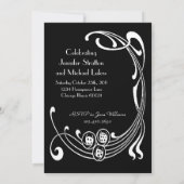 Schwarz-Weiß-Party Art-Déco Einladung (Rückseite)