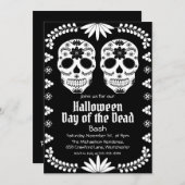Schwarz-Weiß-Party aus mexikanischem Zucker Einladung (Vorne/Hinten)