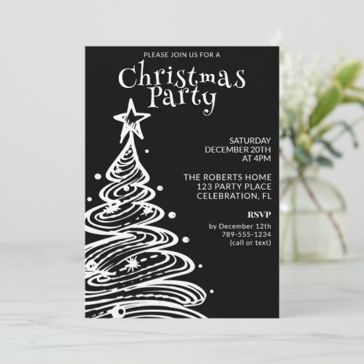 Schwarz-Weiß-Party Einladung (Stehend Vorderseite)