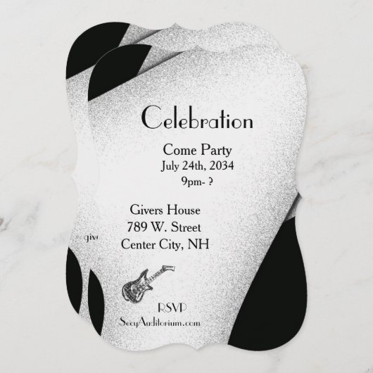 Schwarz-Weiß-Party Einladung (Vorne/Hinten)