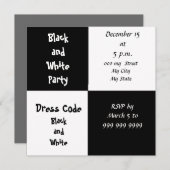 Schwarz-Weiß-Party Einladung (Vorne/Hinten)