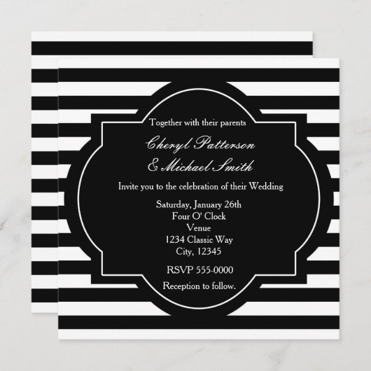 Schwarz-Weiß-Party Einladung (Vorne/Hinten)