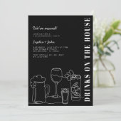 Schwarz-Weiß-Party Einladung (Stehend Vorderseite)