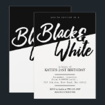 Schwarz-Weiß-Party Einladungen im modernen Stil<br><div class="desc">Moderne Schwarz-Weiß-Party Einladungen. Moderne und stilvolle Party Einladungen in Schwarz und Weiß mit Skripttext. Dies ist eine großartige Einladung Wahl für Junggeselinnen-Abschiede,  süße 16 Geburtstage,  Erwachsene Party und mehr! Weitere Party- und Dekorationsartikel finden Sie unter Metro-Event.com und Metro-Events auf Zazzle.</div>