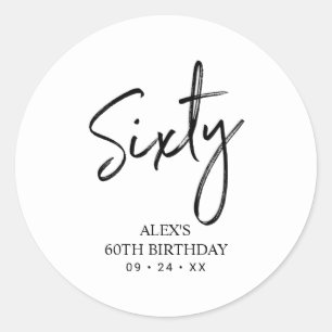 Schwarz-Weiß-Partygeschenk zum 60. Geburtstag Dank Runder Aufkleber