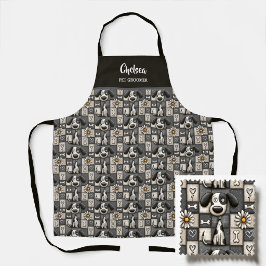 Schwarz-Weiß-Patchwork-Hund-Muster Tierpfleger Schürze