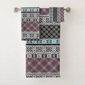 Schwarz-Weiß-Patchwork-Spitze Badhandtuch Set (Insitu)