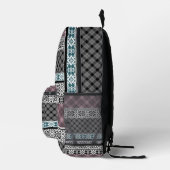 Schwarz-Weiß-Patchwork-Spitze Bedruckter Rucksack (Rechts)