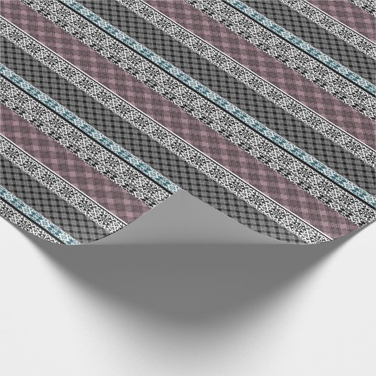 Schwarz-Weiß-Patchwork-Spitze Geschenkpapier (Ecke)