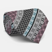 Schwarz-Weiß-Patchwork-Spitze Krawatte (Gerollt)