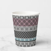 Schwarz-Weiß-Patchwork-Spitze Pappbecher (Rückseite)