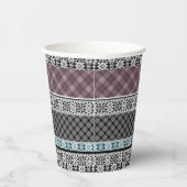 Schwarz-Weiß-Patchwork-Spitze Pappbecher (Rechts)