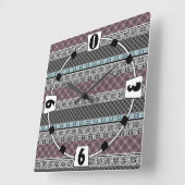 Schwarz-Weiß-Patchwork-Spitze Quadratische Wanduhr (Winkel)