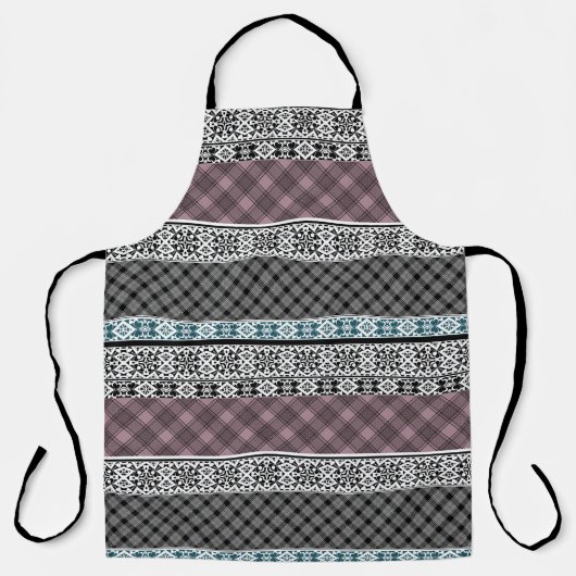 Schwarz-Weiß-Patchwork-Spitze Schürze (Vorderseite)