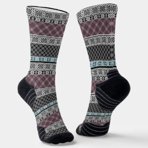 Schwarz-Weiß-Patchwork-Spitze Socken