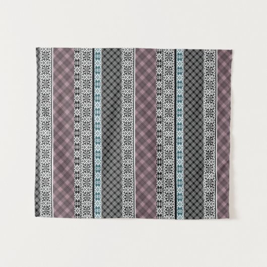 Schwarz-Weiß-Patchwork-Spitze Wandteppich (Vorderseite (Horizontal))