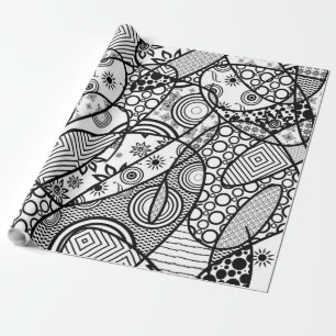 Schwarz-Weiß-Patchworkmuster 01 Geschenkpapier