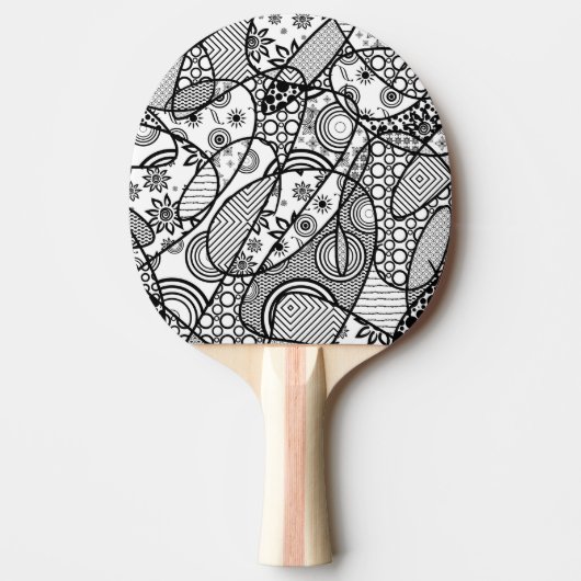 Schwarz-Weiß-Patchworkmuster 01 Tischtennis Schläger (Vorderseite)