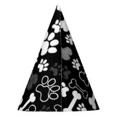 Schwarz-Weiß-Paw-Drucke und Knochen-Hund Partyhütchen (Rückseite)