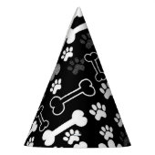 Schwarz-Weiß-Paw-Drucke und Knochen-Hund Partyhütchen (Links)