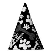 Schwarz-Weiß-Paw-Drucke und Knochen-Hund Partyhütchen (Rechts)