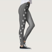 Schwarz-Weiß-Paw Print Diagonal Strip Workout Leggings (Rechts)