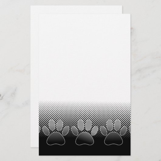 Schwarz-Weiß-Paws-Hintergrund Briefpapier (Vorne/Hinten)