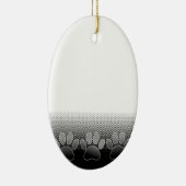 Schwarz-Weiß-Paws-Hintergrund Keramik Ornament (Rechts)