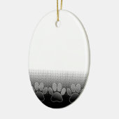 Schwarz-Weiß-Paws-Hintergrund Keramik Ornament (Links)