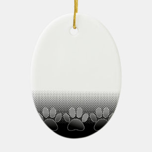 Schwarz-Weiß-Paws-Hintergrund Keramik Ornament